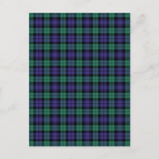 Zwart horloge Schotse Tartan Feestdagenkaart (Voorkant)