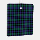 Zwart horloge Schotse Tartan Keramisch Ornament (Rechts)