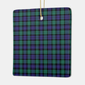 Zwart horloge Schotse Tartan Keramisch Ornament (Links)