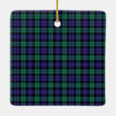 Zwart horloge Schotse Tartan Keramisch Ornament (Achterkant)