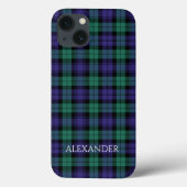 Zwart horloge Schotse Tartan naam Case-Mate iPhone Case (Achterkant)