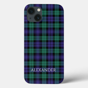 Zwart horloge Schotse Tartan naam Case-Mate iPhone Case