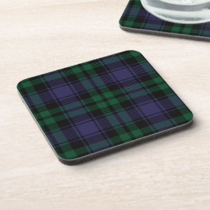 Zwart horloge Tartan, Plaid Bier Onderzetter