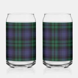 Zwart horloge Tartan, Plaid Blikvorm Glas