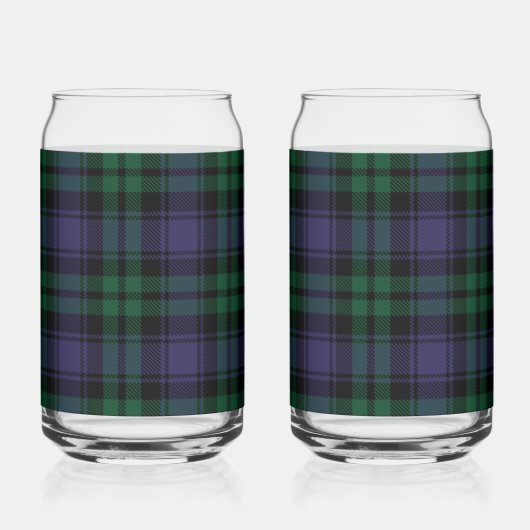 Zwart horloge Tartan, Plaid Blikvorm Glas (Voorkant)