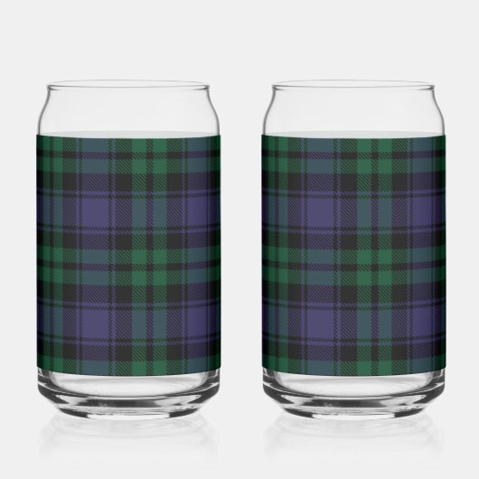 Zwart horloge Tartan, Plaid Blikvorm Glas (Achterkant)