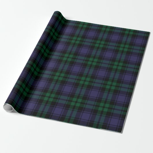 Zwart horloge Tartan, Plaid Cadeaupapier (Uitgerold)