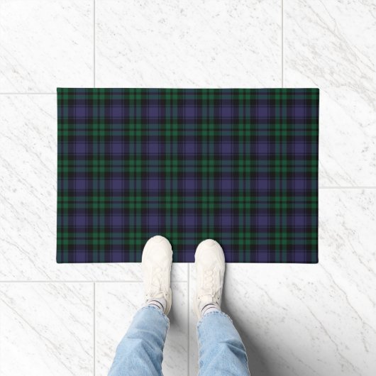 Zwart horloge Tartan, Plaid Deurmat (Binnen)