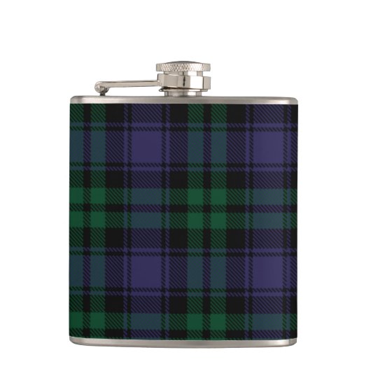 Zwart horloge Tartan, Plaid Heupfles (Voorkant)