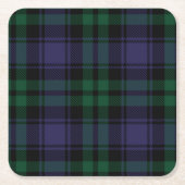 Zwart horloge Tartan, Plaid Kartonnen Onderzetters (Voorkant)