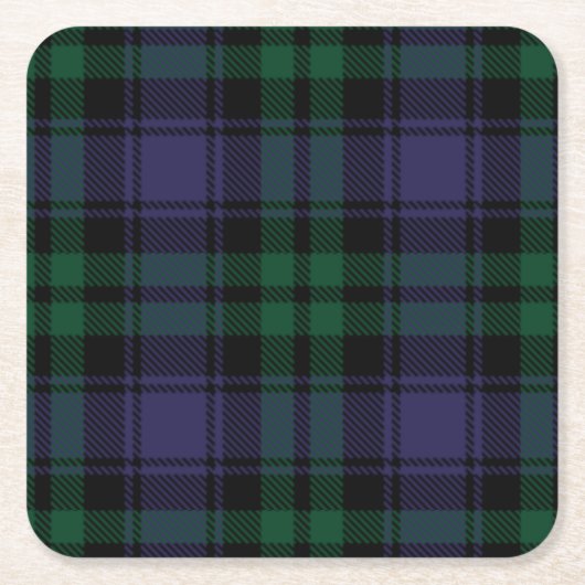 Zwart horloge Tartan, Plaid Kartonnen Onderzetters (Voorkant)