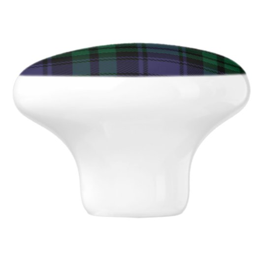 Zwart horloge Tartan, Plaid Keramische Knop (Zijkant)
