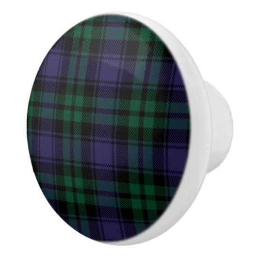 Zwart horloge Tartan, Plaid Keramische Knop (Rechts)