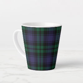 Zwart horloge Tartan, Plaid Latte Mok