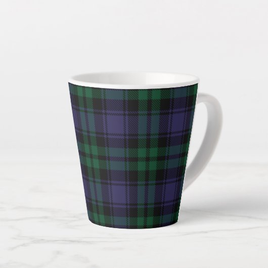 Zwart horloge Tartan, Plaid Latte Mok (Rechterhoek)