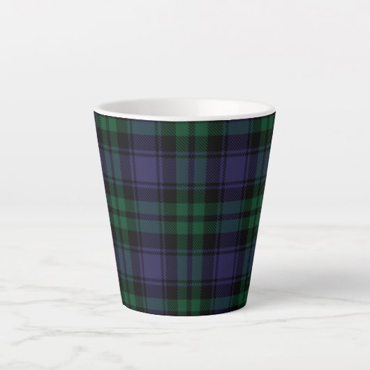 Zwart horloge Tartan, Plaid Latte Mok (Voorkant)