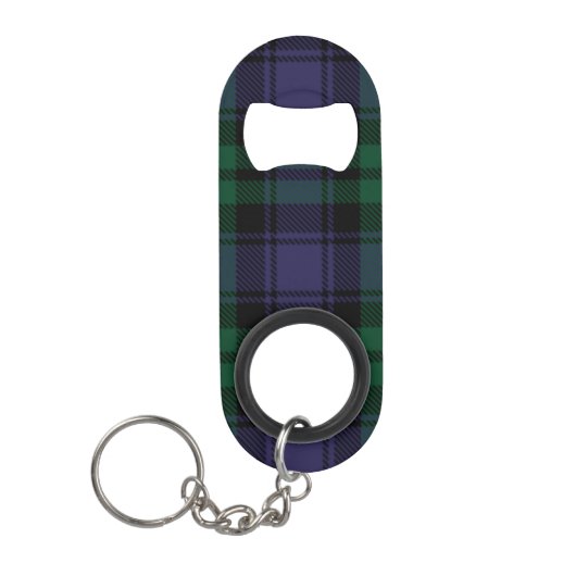 Zwart horloge Tartan, Plaid Mini Flessenopener (Voorkant)