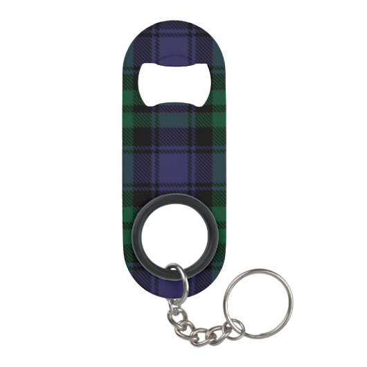 Zwart horloge Tartan, Plaid Mini Flessenopener (Achterkant)