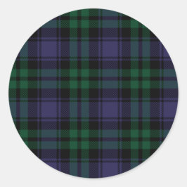 Zwart horloge Tartan, Plaid Ronde Sticker