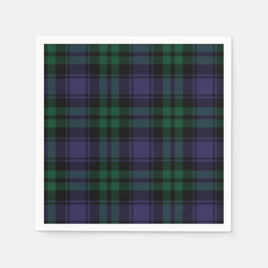 Zwart horloge Tartan, Plaid Servet (Voorkant)