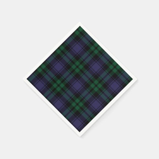 Zwart horloge Tartan, Plaid Servet (Hoek)