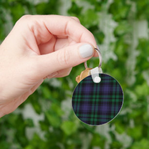 Zwart horloge Tartan, Plaid Sleutelhanger