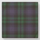 Zwart horloge Tartan, Plaid Stenen Onderzetter (Voorkant)