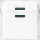Zwart horloge Tartan, Plaid Vierkante Sticker (Tas)