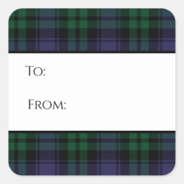 Zwart horloge Tartan, Plaid Vierkante Sticker