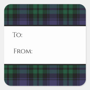 Zwart horloge Tartan, Plaid Vierkante Sticker