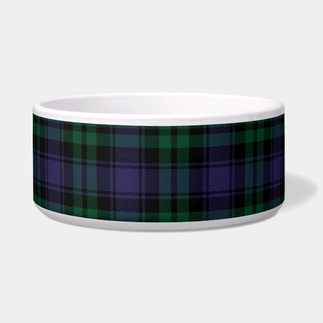 Zwart horloge Tartan, Plaid Voerbakje (Voorkant)