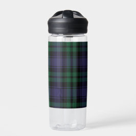 Zwart horloge Tartan, Plaid Waterfles