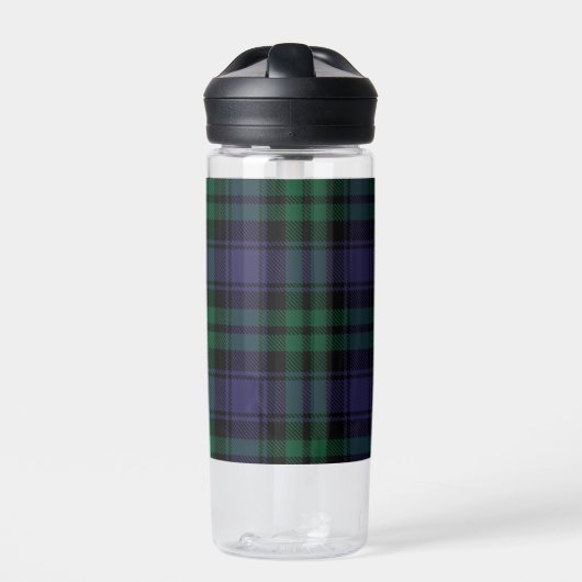 Zwart horloge Tartan, Plaid Waterfles (Voorkant)