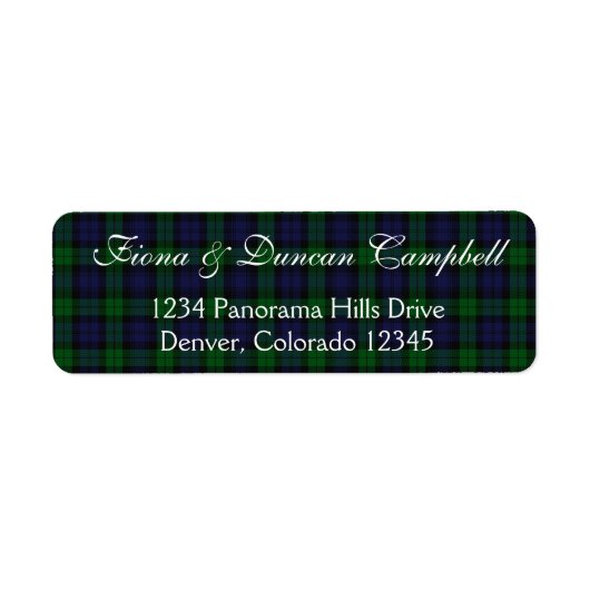 Zwart horloge Tartan retour adres label (Voorkant)