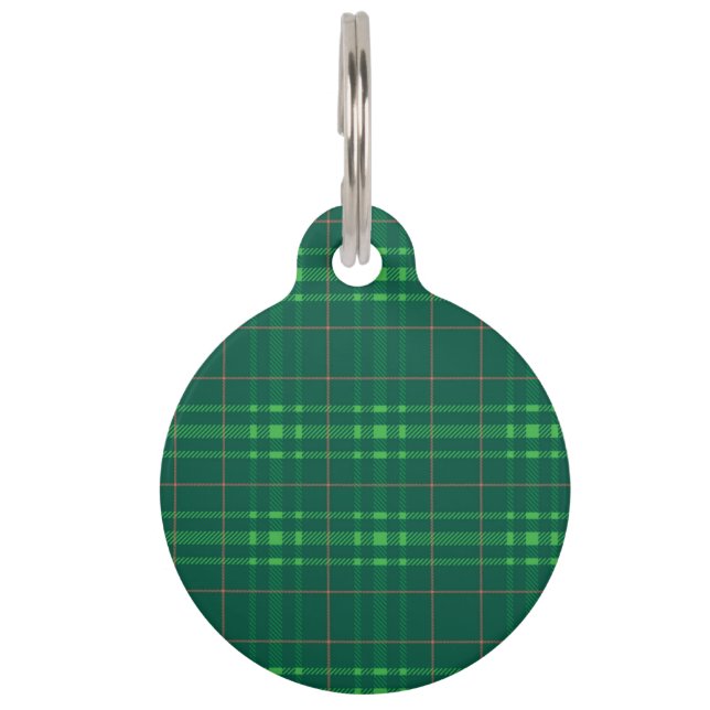 Zwart horloge Tartan stof patroon Huisdierpenning (Achterkant)