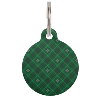 Zwart horloge Tartan stof patroon Huisdierpenning