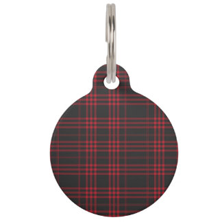 Zwart horloge Tartan stof patroon Huisdierpenning