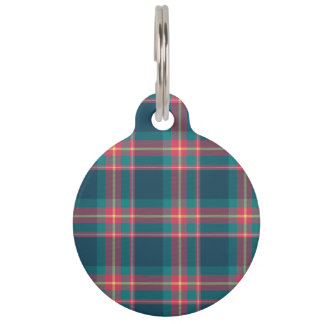 Zwart horloge Tartan stof patroon Huisdierpenning