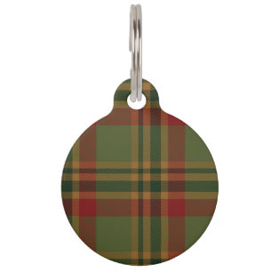 Zwart horloge Tartan stof patroon Huisdierpenning