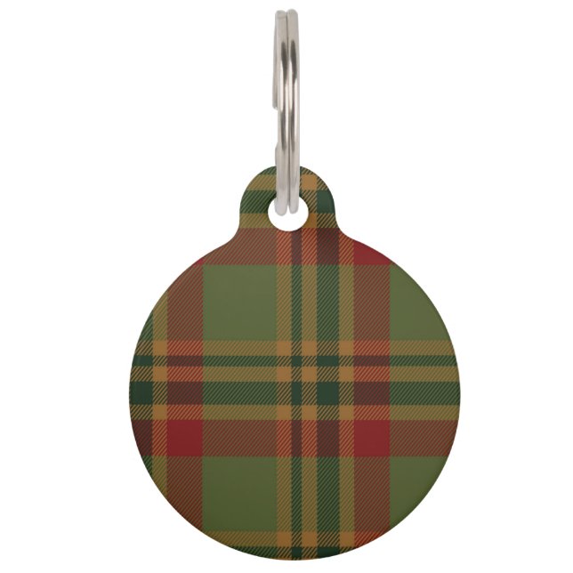 Zwart horloge Tartan stof patroon Huisdierpenning (Achterkant)