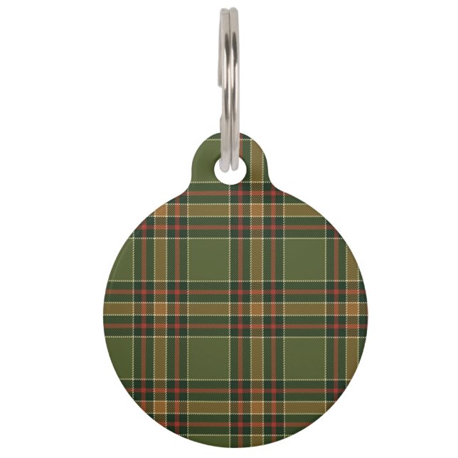 Zwart horloge Tartan stof patroon Huisdierpenning (Achterkant)