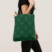 Zwart horloge Tartan stof patroon Tote Bag (Dichtbij)