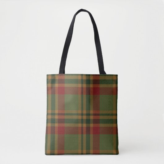 Zwart horloge Tartan stof patroon Tote Bag (Voorkant)