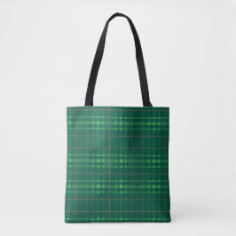 Zwart horloge Tartan stof patroon Tote Bag