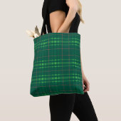 Zwart horloge Tartan stof patroon Tote Bag (Dichtbij)