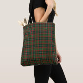 Zwart horloge Tartan stof patroon Tote Bag (Dichtbij)