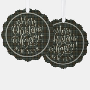 Zwart horloge Verweerde Schotse Tartan Kerstmis Ornament Kaart