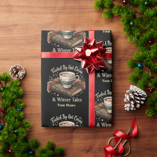 Zwart Hot Cocoa Winter Tales Patroon Cadeaupapier