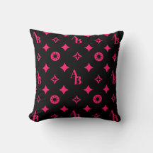 Zwart + Hot Pink aangepast Initiaal monogram patro