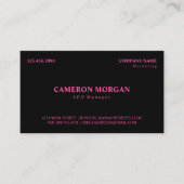 Zwart Hot Pink Basic Professional Visitekaartje (Voorkant)